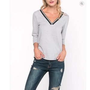 NWT Everly Stripe V-Neck Top